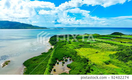 Aerial view of a remote island in a tropical country Aerial view of a remote island in a tropical country 92482274