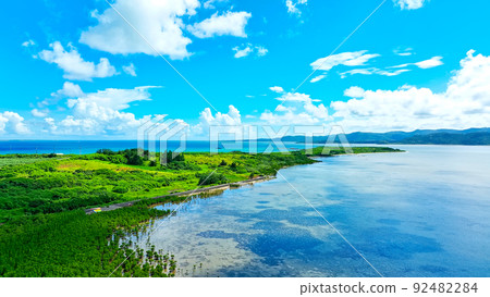 熱帶國家一個偏遠島嶼的鳥瞰圖 92482284