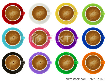 Set of colorful coffee cups isolated on white Set of colorful coffee cups isolated on white 92482463