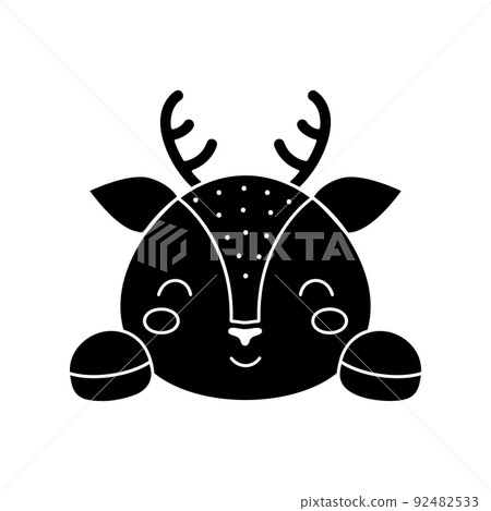 Cute Scandinavian deer head. Animal face for kids t-shirts, wear, nursery decoration, greeting cards, invitations, poster, house interior. Vector stock illustration Cute Scandinavian deer head. Animal face for kids t-shirts, wear, nursery decoration, greeting cards, invitations, poster, house interior. Vector stock illustration 92482533