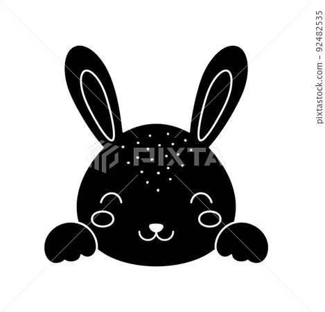 Cute Scandinavian hare head. Animal face for kids t-shirts, wear, nursery decoration, greeting cards, invitations, poster, house interior. Vector stock illustration Cute Scandinavian hare head. Animal face for kids t-shirts, wear, nursery decoration, greeting cards, invitations, poster, house interior. Vector stock illustration 92482535