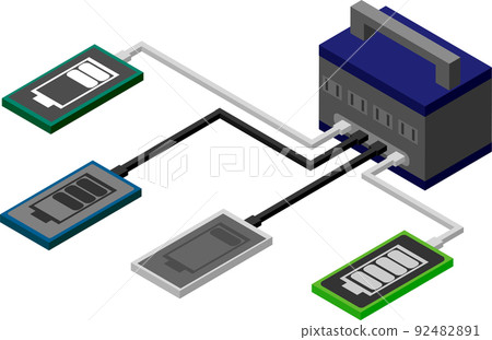 通過連接到等距便攜式電源為智能手機充電 通過連接到等距便攜式電源為智能手機充電 92482891