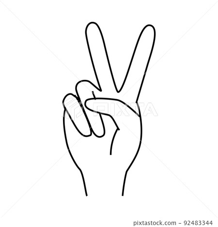 Peace with Human Hand Showing V Sign as Symbol of Friendship and Harmony Outline Vector Illustration Peace with Human Hand Showing V Sign as Symbol of Friendship and Harmony Outline Vector Illustration 92483344