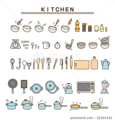 Kitchen utensils blue 92483582