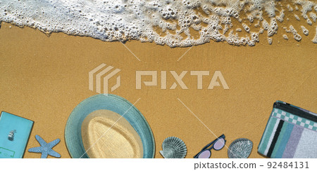 Topview Beach Accessories Background 92484131