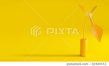 Yellow leaves in vase on the side. 92484551