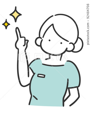 Fashionable line drawing illustration of a beauty member woman who put together hair that gives advice on beauty Fashionable line drawing illustration of a beauty member woman who put together hair that gives advice on beauty 92484708