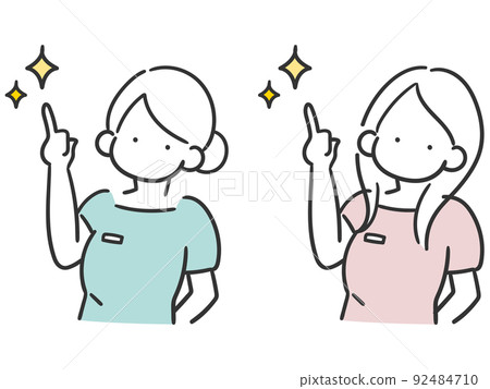 提供美容建議的美容師女性時尚線條畫插圖集 提供美容建議的美容師女性時尚線條畫插圖集 92484710