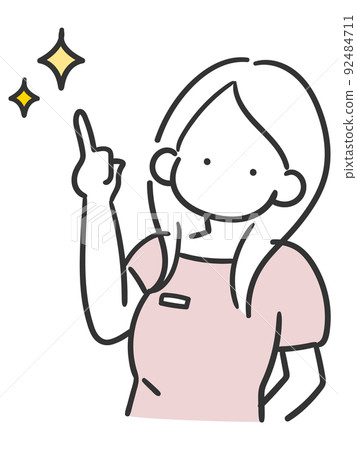 提供美容建議的美容師女性時尚線條畫插圖 92484711