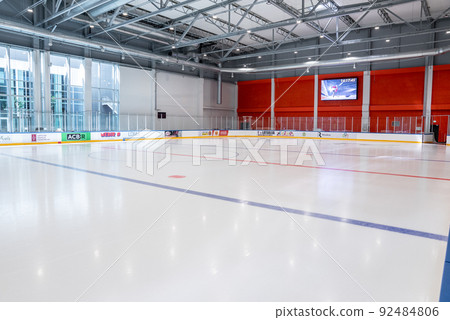 Empty hockey rink sport arena ice and light Empty hockey rink sport arena ice and light 92484806
