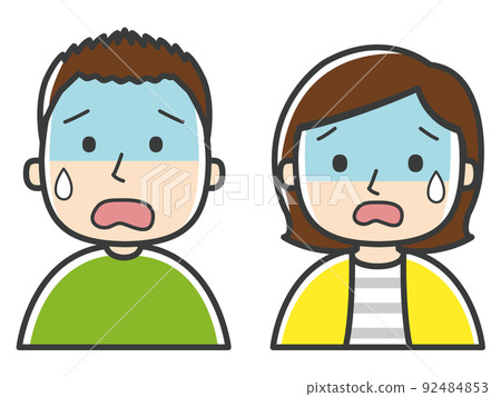 Illustration of young men and women turning pale Illustration of young men and women turning pale 92484853