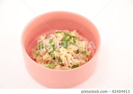 粉紅色碗裡的自製狗飯 92484913