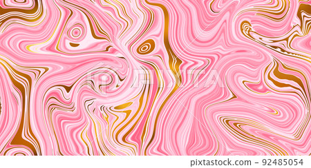 Pink and gold seamless marble pattern with psychedelic swirls 92485054