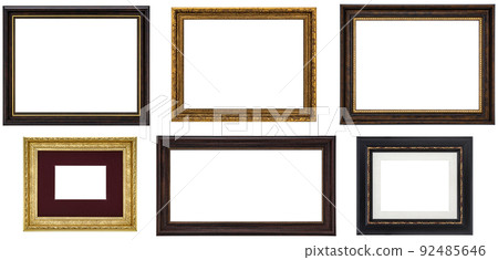 Set Classic Old Vintage Wooden mockup canvas frames isolated on white background. Blank Beautiful and diverse subject moulding baguette. Design element. use for framing paintings, mirrors or photo. Set Classic Old Vintage Wooden mockup canvas frames isolated on white background. Blank Beautiful and diverse subject moulding baguette. Design element. use for framing paintings, mirrors or photo. 92485646