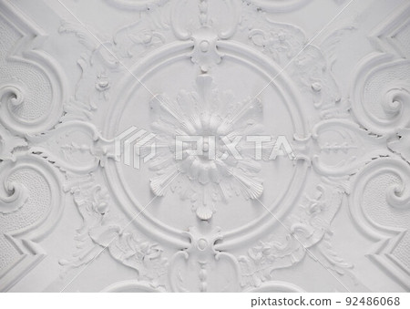 Decorative item ceiling socket made of white plaster. Relief stucco interior 92486068