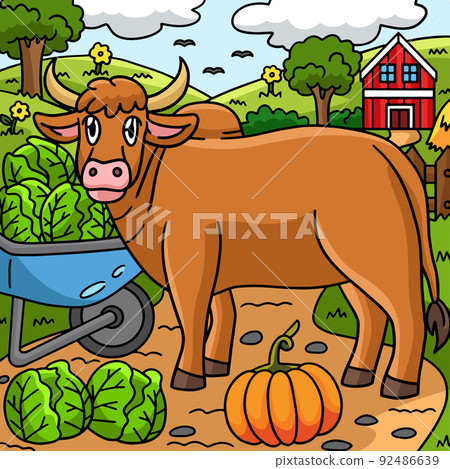 Ox Animal Colored Cartoon Illustration Ox Animal Colored Cartoon Illustration 92486639