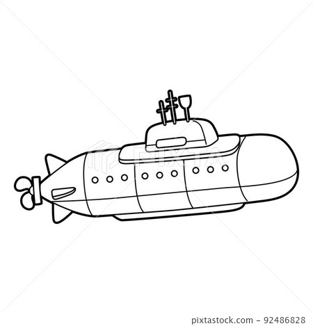 Nuclear Submarine Vehicle Coloring Page for Kids 92486828