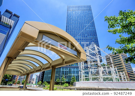 Nagoya station square monument in front of the station being dismantled 92487249
