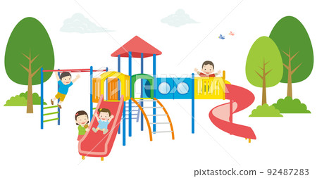 Children playing with playground equipment 92487283