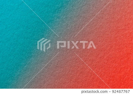 Texture of old cyan and red paper background, with holographic gradient, macro. Structure of craft cerulean cardboard Texture of old cyan and red paper background, with holographic gradient, macro. Structure of craft cerulean cardboard 92487767