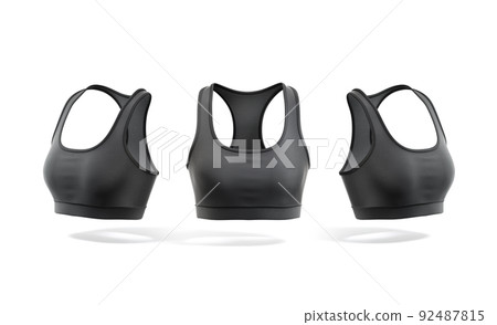 Blank black woman sport top mockup, front and side view Blank black woman sport top mockup, front and side view 92487815