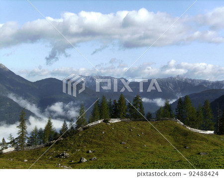 Via ferrata at high mountain lake Seebensee, Tajakopf mountain, Tyrol, Austria Via ferrata at high mountain lake Seebensee, Tajakopf mountain, Tyrol, Austria 92488424