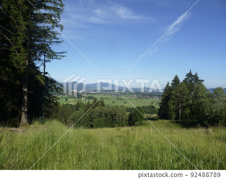 Mountain hiking tour to Tegelberg mountain, Bavaria, Germany Mountain hiking tour to Tegelberg mountain, Bavaria, Germany 92488789