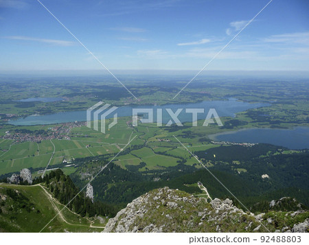 Mountain panorama from Tegelberg mountain, Bavaria, Germany Mountain panorama from Tegelberg mountain, Bavaria, Germany 92488803