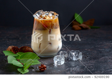 Ice coffee with cream. 92489190