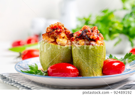 Stuffed round zucchini(squash). 92489192