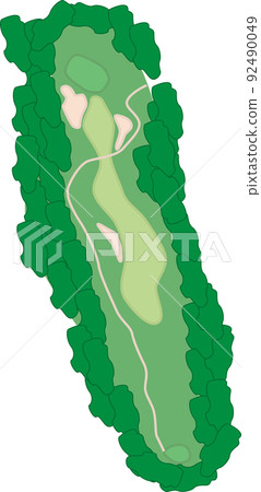 從上面看到的有沙坑的高爾夫球場 92490049