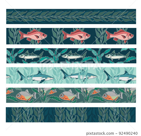 Collection of swimming fish seamless patterns 92490240