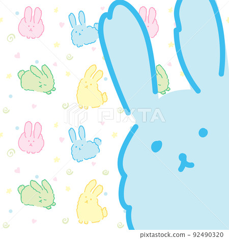 Blue bunny portrait card poster - Stock Illustration [92490320] - PIXTA