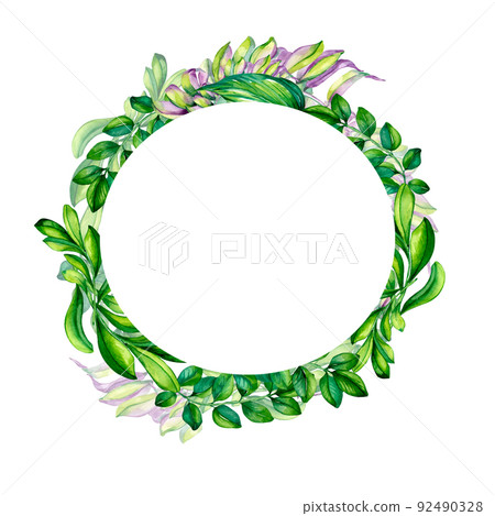 Multicolor floral summer frame watercolor illustration isolated 92490328
