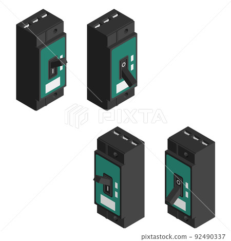 Ampere breaker isometric illustration set Ampere breaker isometric illustration set 92490337