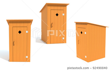 rural outdoor toilet made of wood 3d render illustration rural outdoor toilet made of wood 3d render illustration 92490840