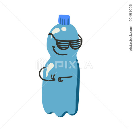 Blue plastic bottle recycling illustration 92491006