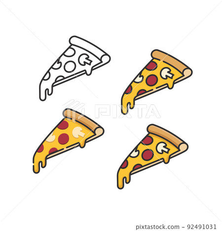 Pizza slices set with melting cheese 92491031