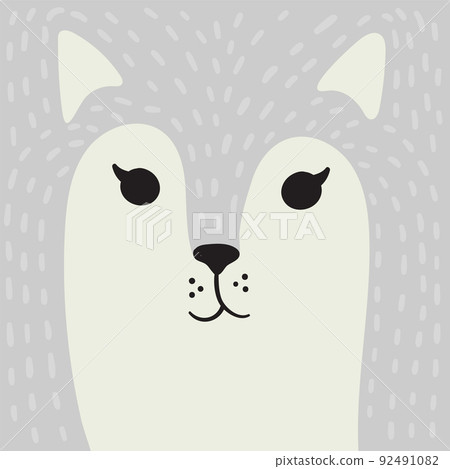 Cute cat cartoon animal portrait with copy space 92491082