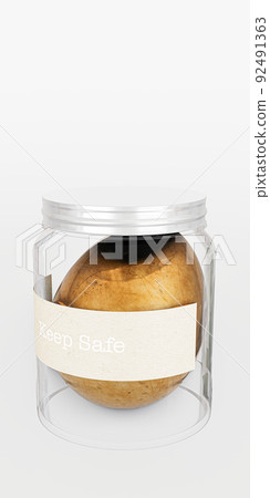 golden egg in a jar isolated on white background 92491363