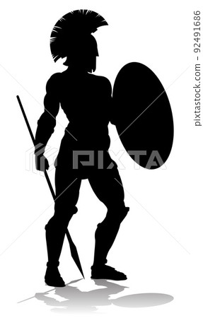 Spartan Silhouette Gladiator Trojan Greek Warrior 92491686