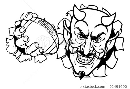Devil American Football Sports Mascot Cartoon 92491690