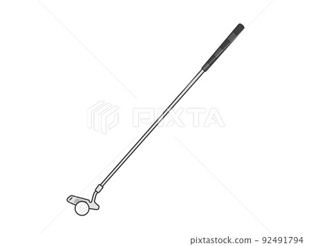 Illustration of a golf club putter and a golf ball Illustration of a golf club putter and a golf ball 92491794