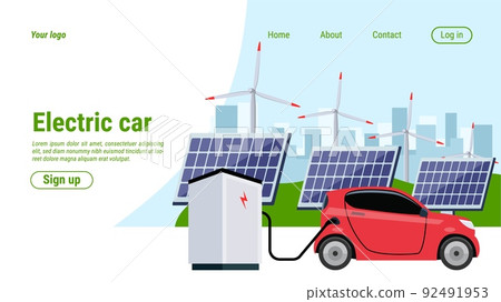 Eco renewable energy. Website landing page.... - Stock Illustration ...