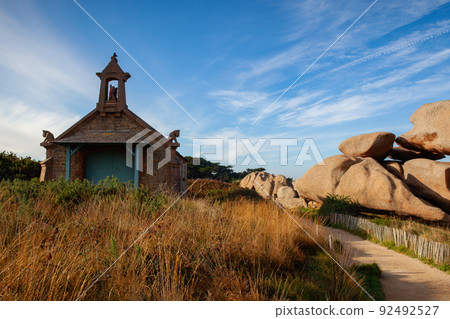 The Devil's chapel on the Pink Granite Coast in northern Brittany The Devil's chapel on the Pink Granite Coast in northern Brittany 92492527