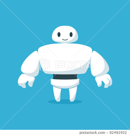 Cute white cartoon robot, standing pose flat style Cute white cartoon robot, standing pose flat style 92492932
