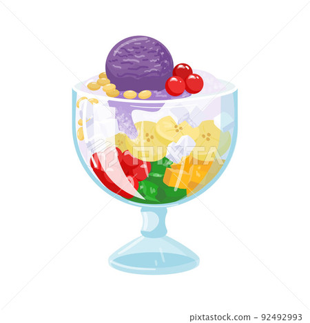 Halo-Halo is a very tasty dessert in the Philippines. Isolated illustration on a white background. Vector illustration. 92492993