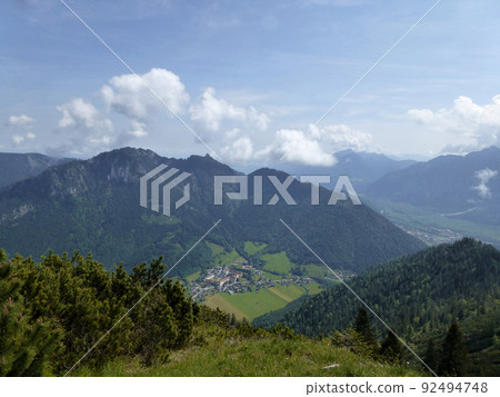 Mountain hiking tour to Notkarspitze mountain, Ammergau Alps, Germany 92494748
