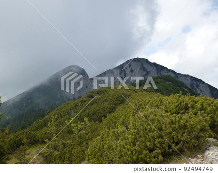 Mountain hiking tour to Notkarspitze mountain, Ammergau Alps, Germany 92494749