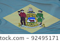 Flag of Delaware state, region of the United States, waving at wind. 3d illustration 92495171